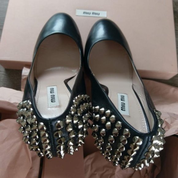 Miu Miu®  Black Studded Heels Pumps - Picture 5 of 9